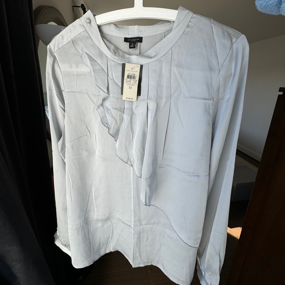 NEW Festive Silver Silk Blouse